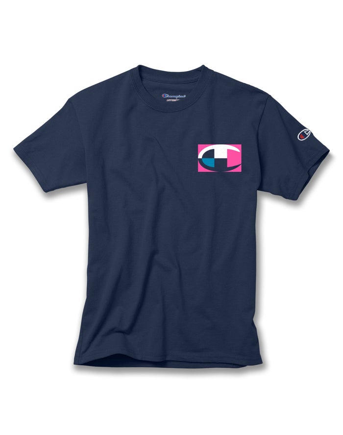 Champion Cotton Retro Colorblock Logos T-Shirt Jongens - Donkerblauw - Belgie 7089JDVUZ